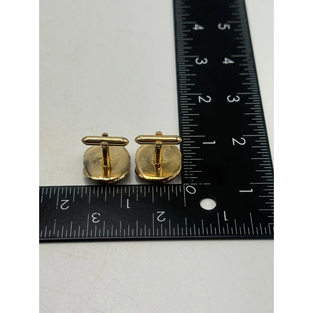 Vintage Blue Enamel Gold Tone Rope Knot Cufflinks Mens Formal Accesssory